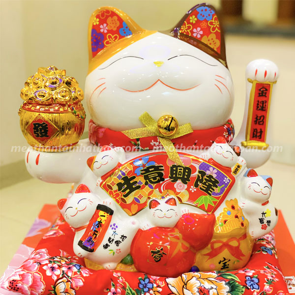 Hình ảnh mèo vẫy tay Sinh Ý Hưng Long Phát Tài