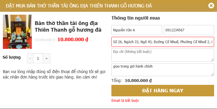Hình ảnh Form đặt hàng nhanh Hình ảnh Form đặt hàng nhanh
