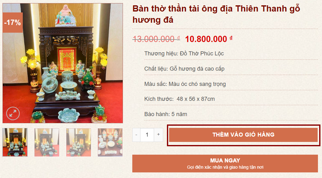 Click vào nút thêm vào giỏ hàng Click vào nút thêm vào giỏ hàng