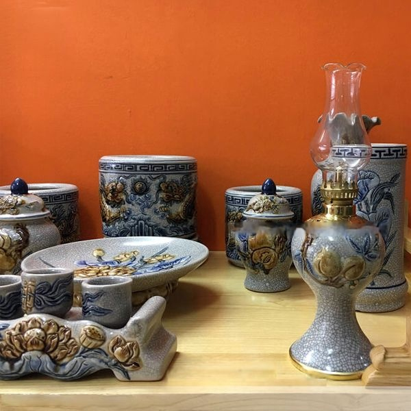 Hình ảnh bộ đồ thờ men rạn bằng sứ mẫu DTBT-016 Hình ảnh bộ đồ thờ men rạn bằng sứ mẫu DTBT-016