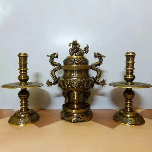Bộ tam sự đỉnh đồng đúc rồng phượng mẫu DTBD-020