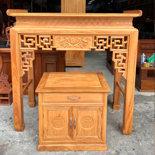 Bàn thờ án gian kèm bàn cúng gỗ gõ đỏ mẫu BT-004 - Ảnh 4