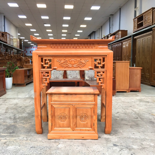 Bàn thờ gia tiên án gian gỗ gõ đỏ mẫu BT-027