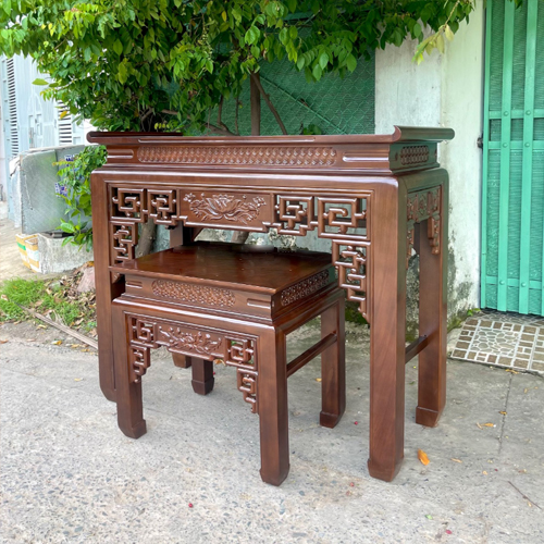Bàn thờ gia tiên gỗ gõ đỏ 1m53 mẫu BT-012