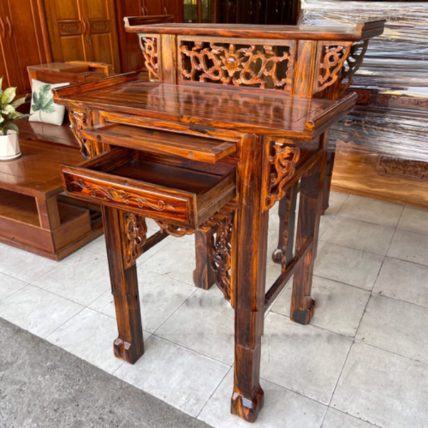 Hình ảnh bàn thờ gia tiên gỗ muồng 2 tầng mẫu BT-028 Hình ảnh bàn thờ gia tiên gỗ muồng 2 tầng mẫu BT-028