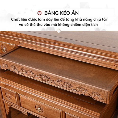 Bàn thờ gỗ Cẩm Lai có khắc kinh Phật BTP-015