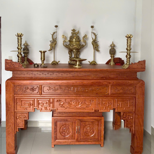 Bàn thờ gia tiên gỗ hương đá mẫu BT-006 - Ảnh 2