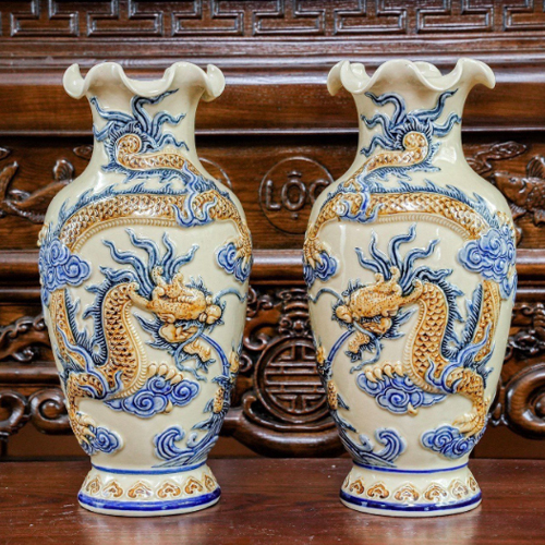Bộ đồ thờ thần tài men hoàng thổ mẫu DTBS-004 - Ảnh 6