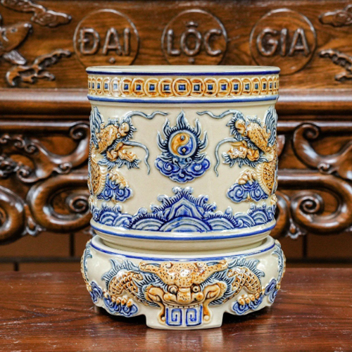Hỉnh ảnh bát hương rồng phi đường kính 16cm