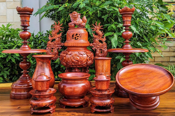 Bộ đồ thờ 9 món bằng gỗ cao cấp Bộ đồ thờ 9 món bằng gỗ cao cấp