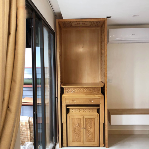 Tủ thờ chung cư gỗ sồi mẫu BT-037