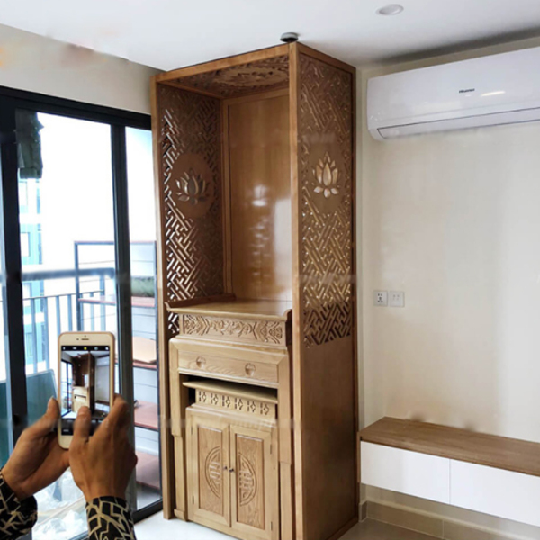 Hình ảnh tủ thờ chung cư gỗ sồi mẫu BT-037 Hình ảnh tủ thờ chung cư gỗ sồi mẫu BT-037