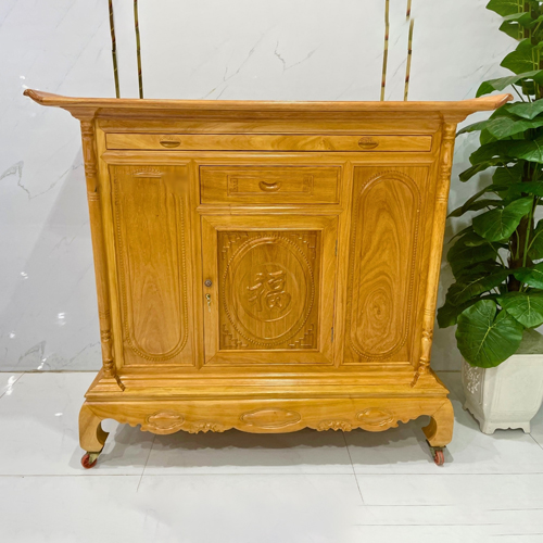 Tủ thờ gỗ gõ đỏ chạm chữ phúc mẫu BT-002