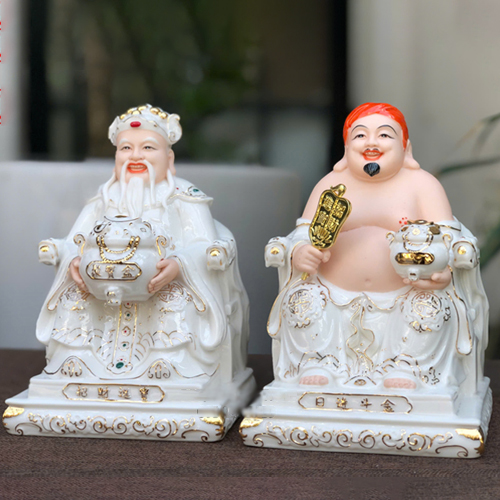 tượng thần tài thổ địa bằng bột đá mẫu TTTD-014