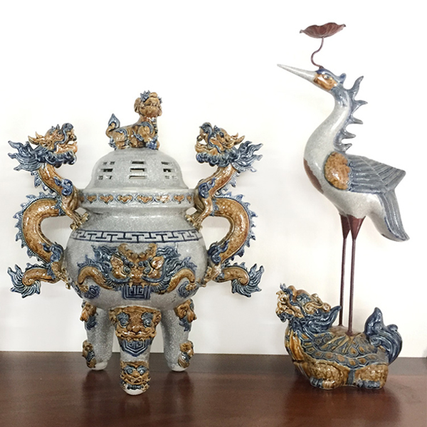Hình ảnh bộ tam sự Bát Tràng men rạn mẫu DTBT-008 Hình ảnh bộ tam sự Bát Tràng men rạn mẫu DTBT-008