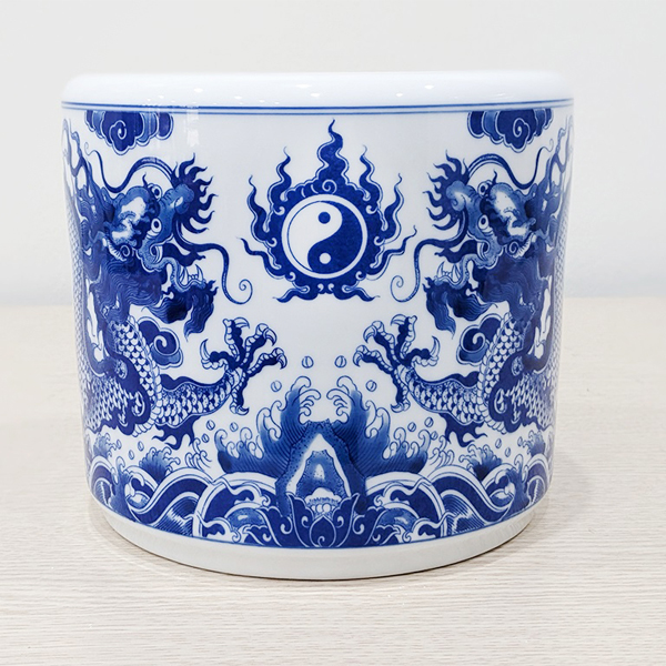 Hình ảnh bộ đồ thờ men lam Bát Tràng mẫu DTBT-003 Hình ảnh bộ đồ thờ men lam Bát Tràng mẫu DTBT-003