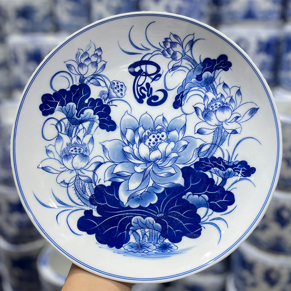 Hình ảnh bộ đồ thờ men lam Bát Tràng mẫu DTBT-003 Hình ảnh bộ đồ thờ men lam Bát Tràng mẫu DTBT-003