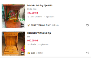 Bàn thờ Ông Địa củ được bán rất nhiều trên mạng